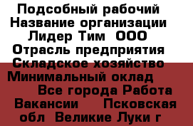 Подсобный рабочий › Название организации ­ Лидер Тим, ООО › Отрасль предприятия ­ Складское хозяйство › Минимальный оклад ­ 15 000 - Все города Работа » Вакансии   . Псковская обл.,Великие Луки г.